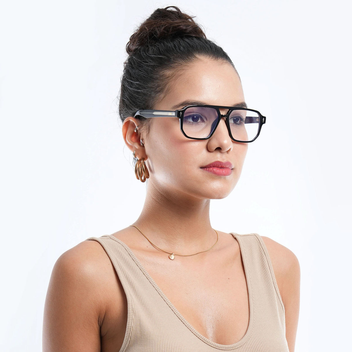 HEXXA Shine Black Wayfarer Eyeglasses for Men & Women (S9009CL468-C1)