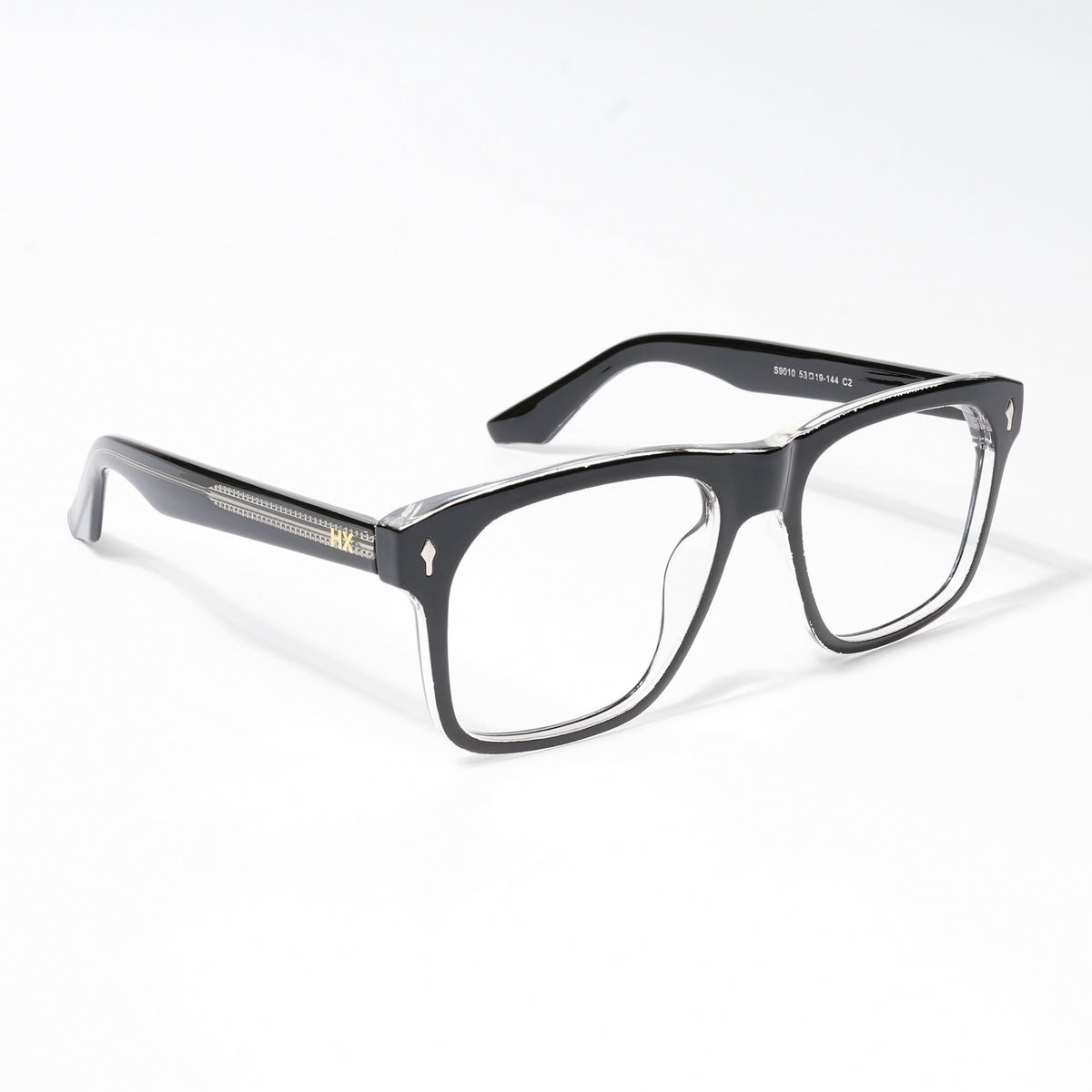 HEXXA Black & Transparent Square Eyeglasses for Men & Women (S9010CL473-C2)