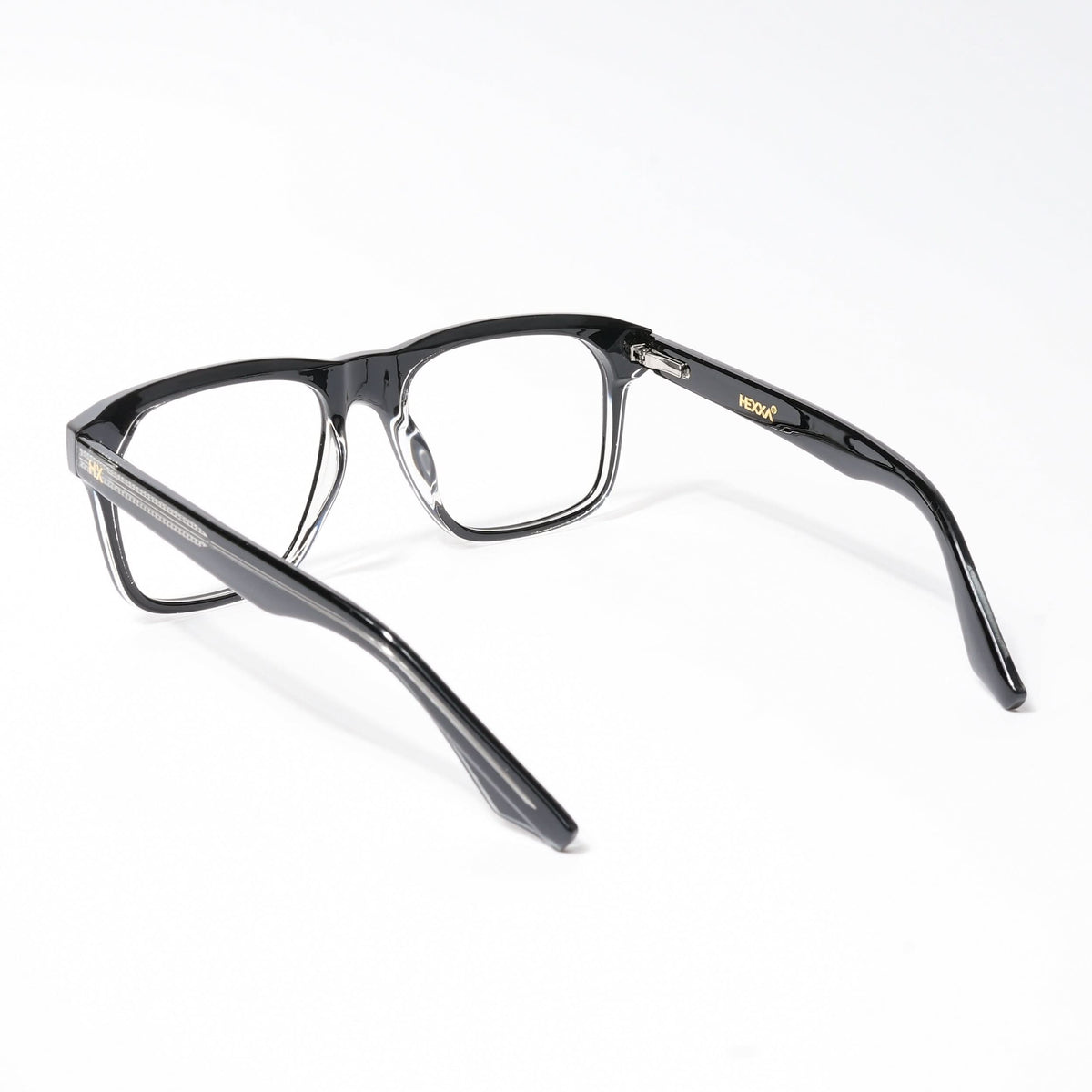 HEXXA Black & Transparent Square Eyeglasses for Men & Women (S9010CL473-C2)
