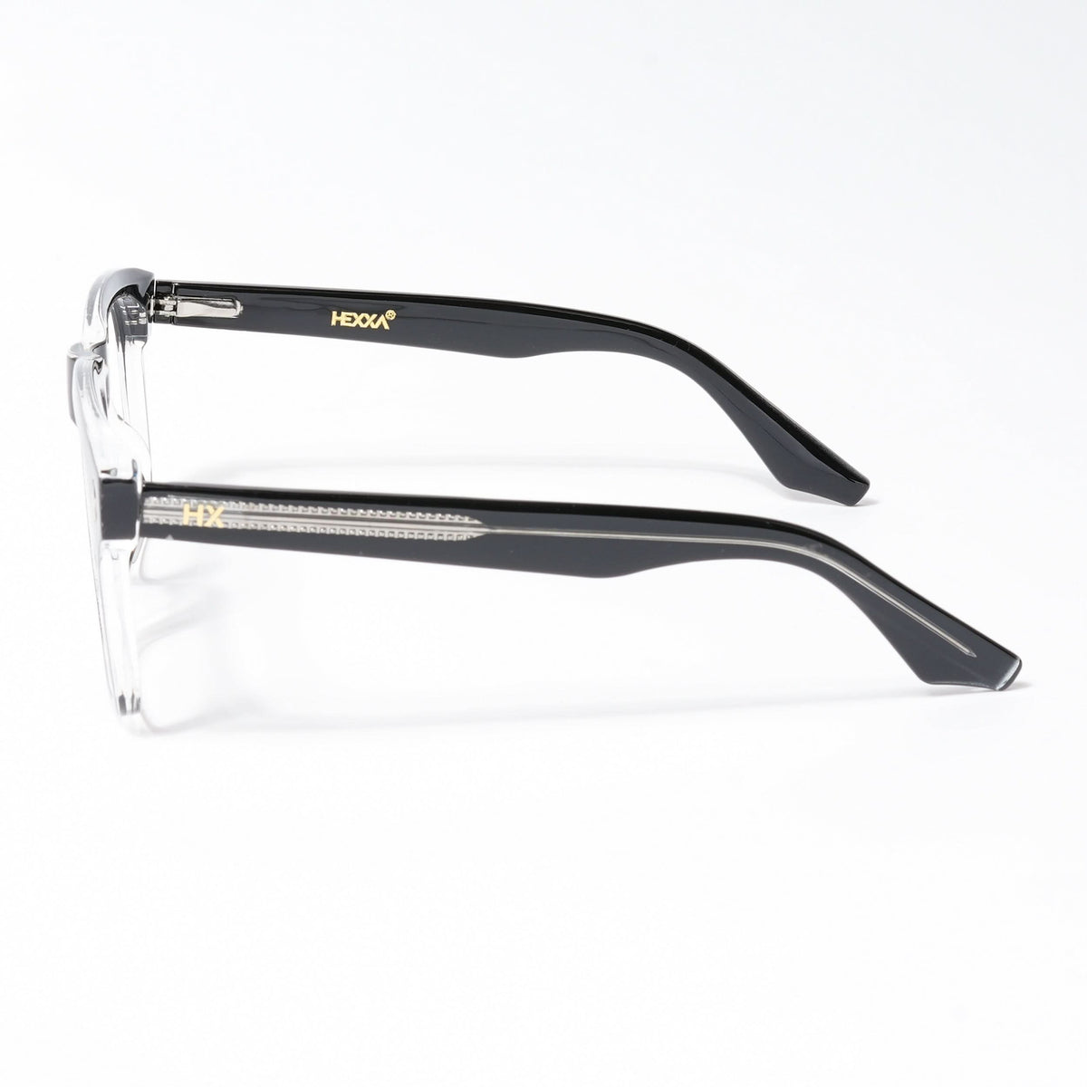 HEXXA Black & Transparent Square Eyeglasses for Men & Women (S9010CL473-C2)