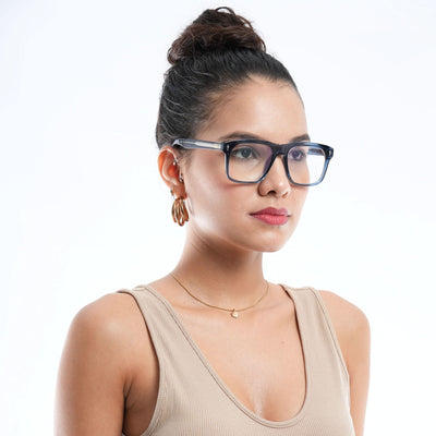 HEXXA Blue Square Eyeglasses for Men & Women (S9010CL474-C3)