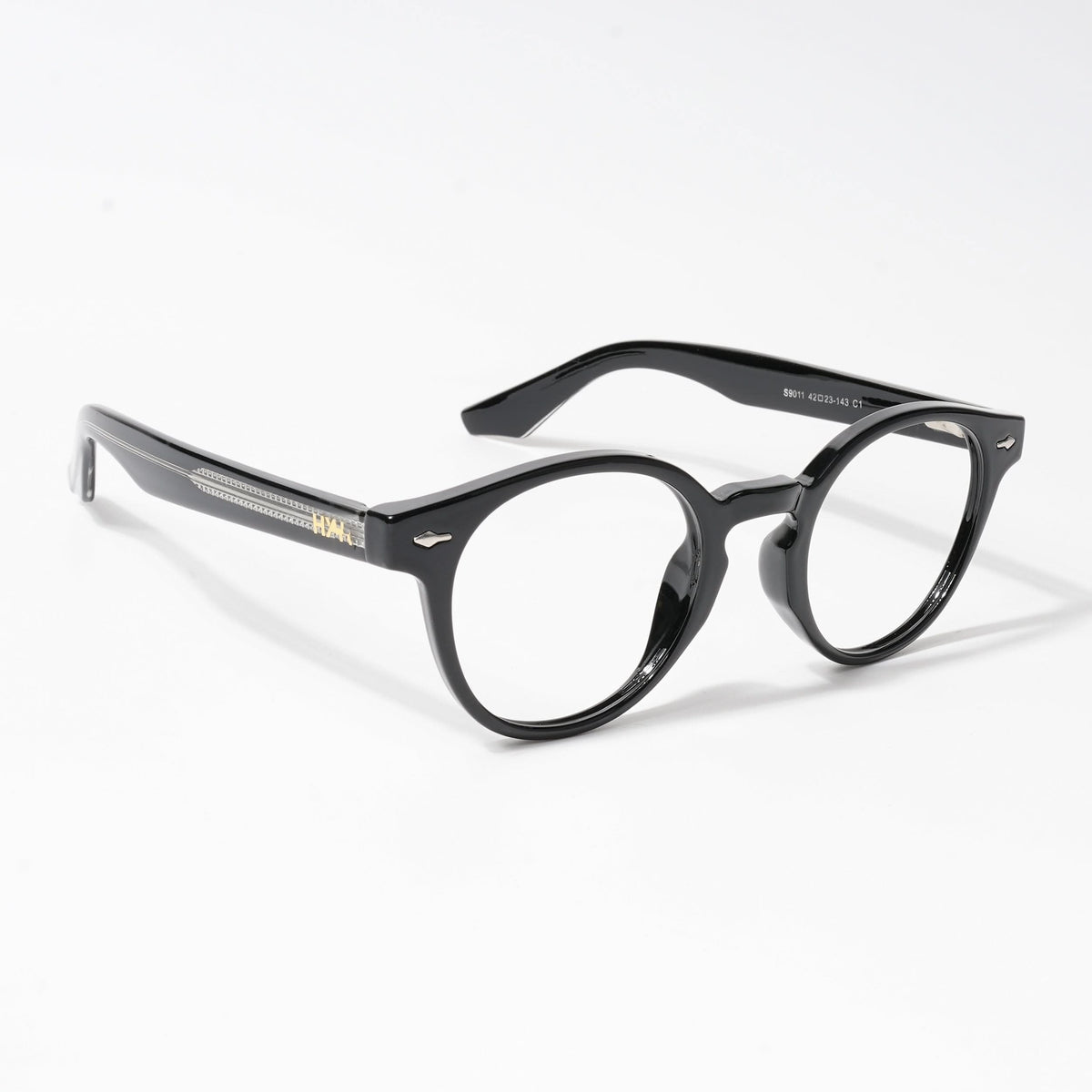 HEXXA Shine Black Round Eyeglasses for Men & Women (S9011CL476-C1)