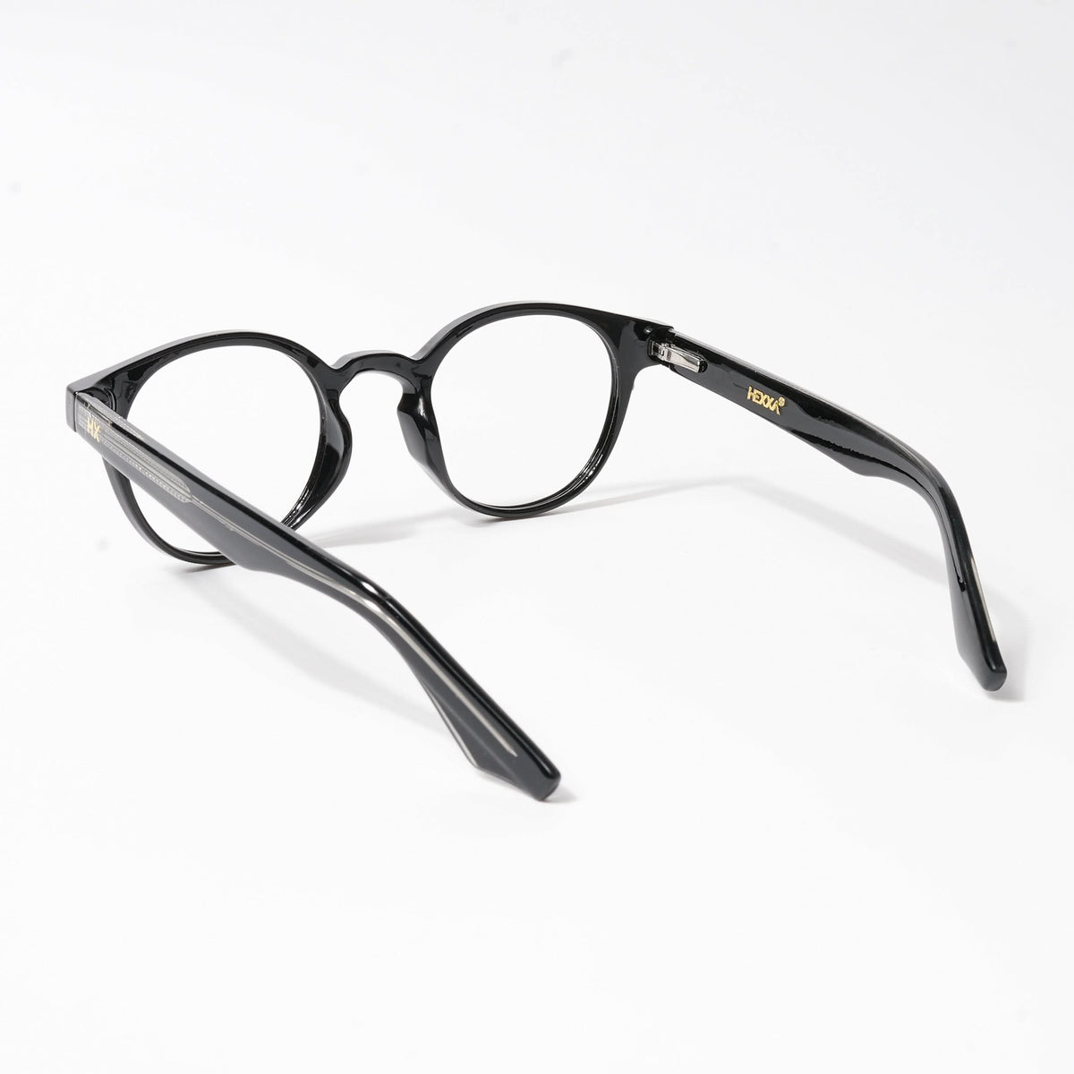 HEXXA Shine Black Round Eyeglasses for Men & Women (S9011CL476-C1)