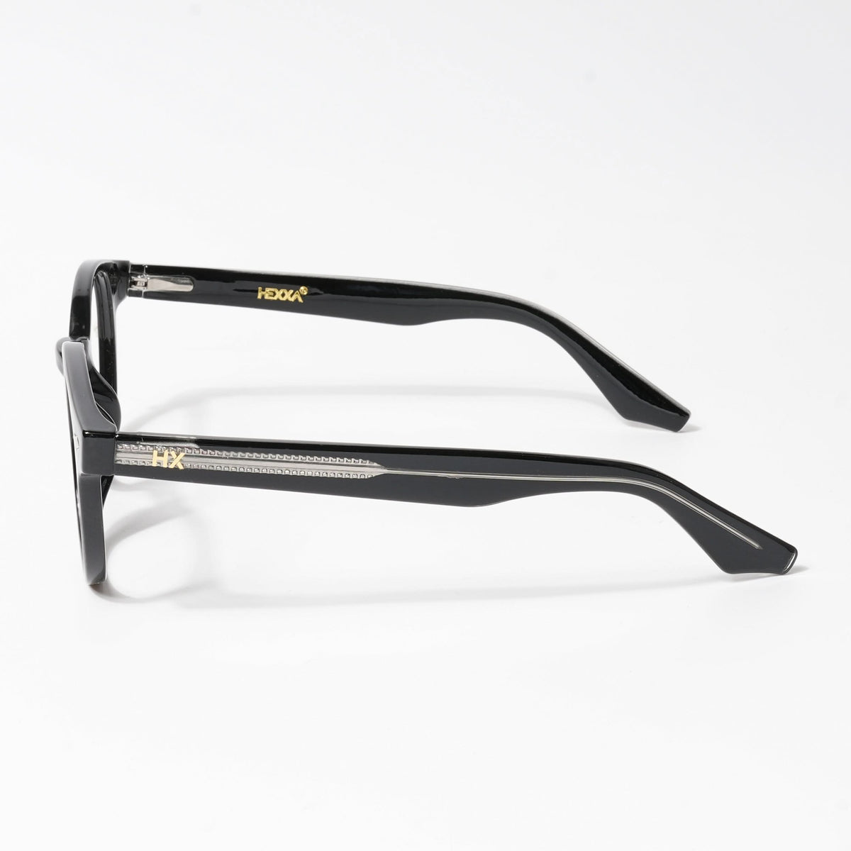 HEXXA Shine Black Round Eyeglasses for Men & Women (S9011CL476-C1)