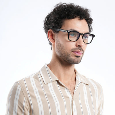 HEXXA Shine Black Square Eyeglasses for Men & Women (S9014CL484-C1)