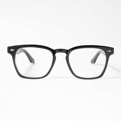 HEXXA Black & Transparent Square Eyeglasses for Men & Women (S9014CL485-C2)