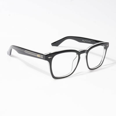 HEXXA Black & Transparent Square Eyeglasses for Men & Women (S9014CL485-C2)