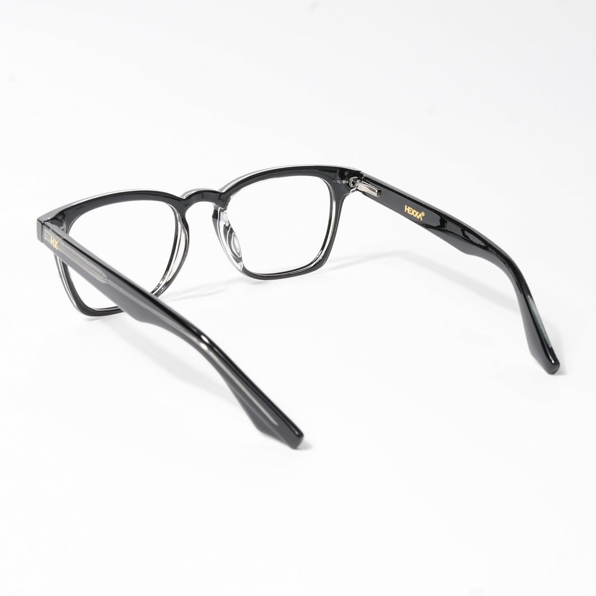 HEXXA Black & Transparent Square Eyeglasses for Men & Women (S9014CL485-C2)
