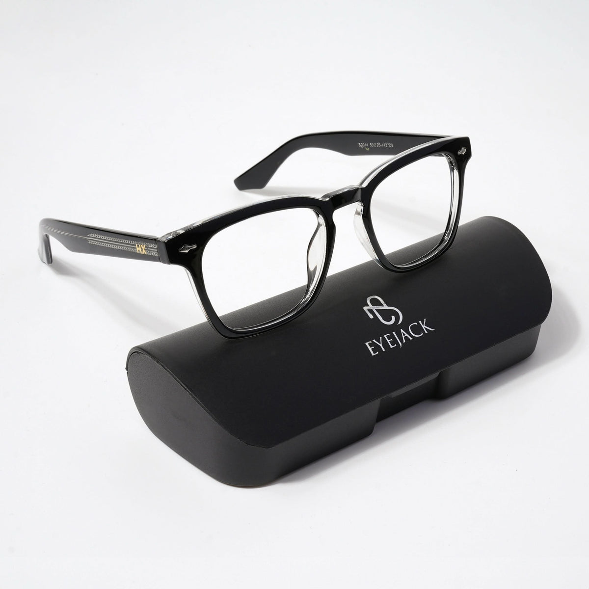HEXXA Black & Transparent Square Eyeglasses for Men & Women (S9014CL485-C2)