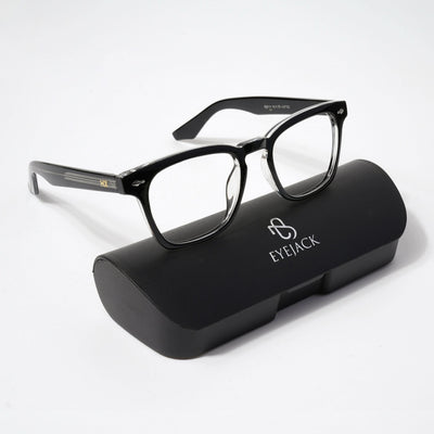 HEXXA Black & Transparent Square Eyeglasses for Men & Women (S9014CL485-C2)