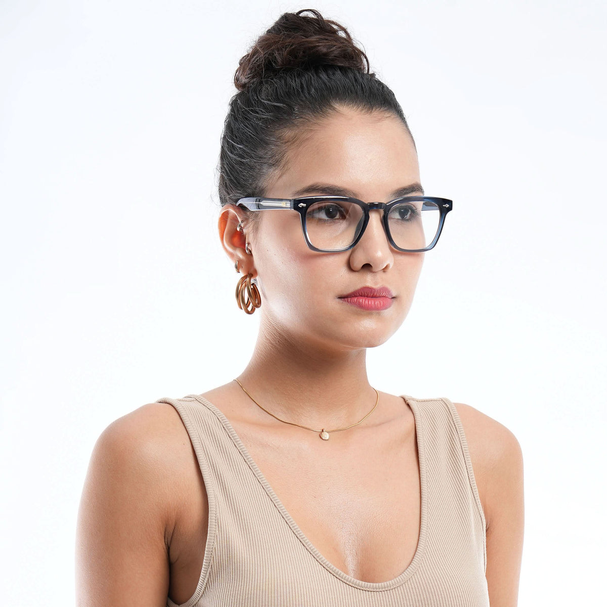 HEXXA Blue Square Eyeglasses for Men & Women (S9014CL486-C3)