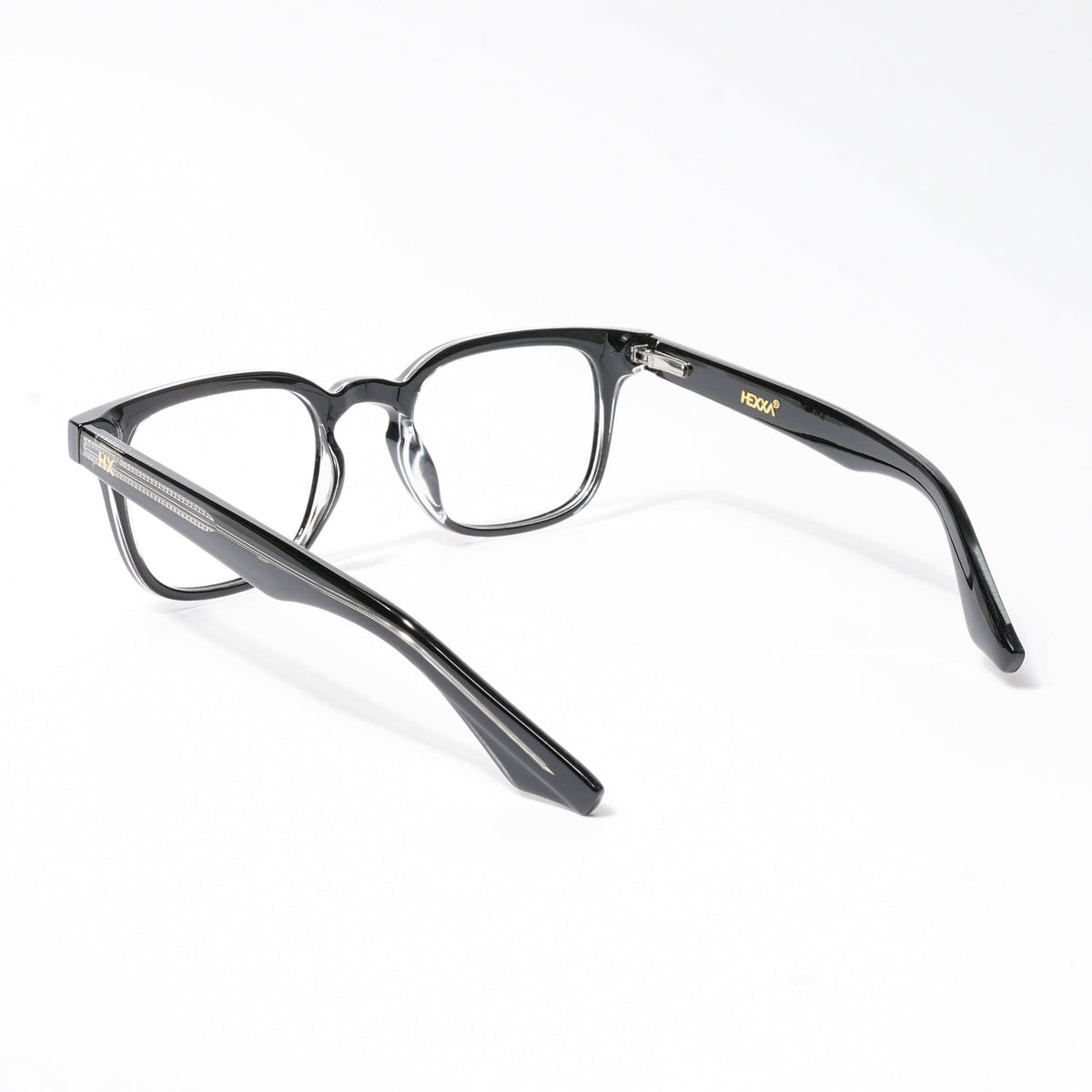 HEXXA Black & Transparent Square Eyeglasses for Men & Women (S9015CL489-C2)