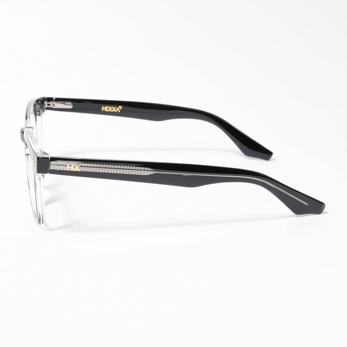 HEXXA Black & Transparent Square Eyeglasses for Men & Women (S9015CL489-C2)