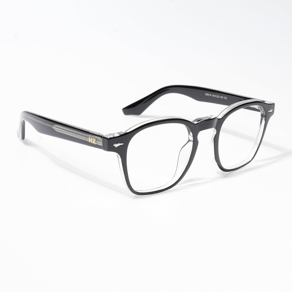 HEXXA Black & Transparent Square Eyeglasses for Men & Women (S9016CL493-C2)