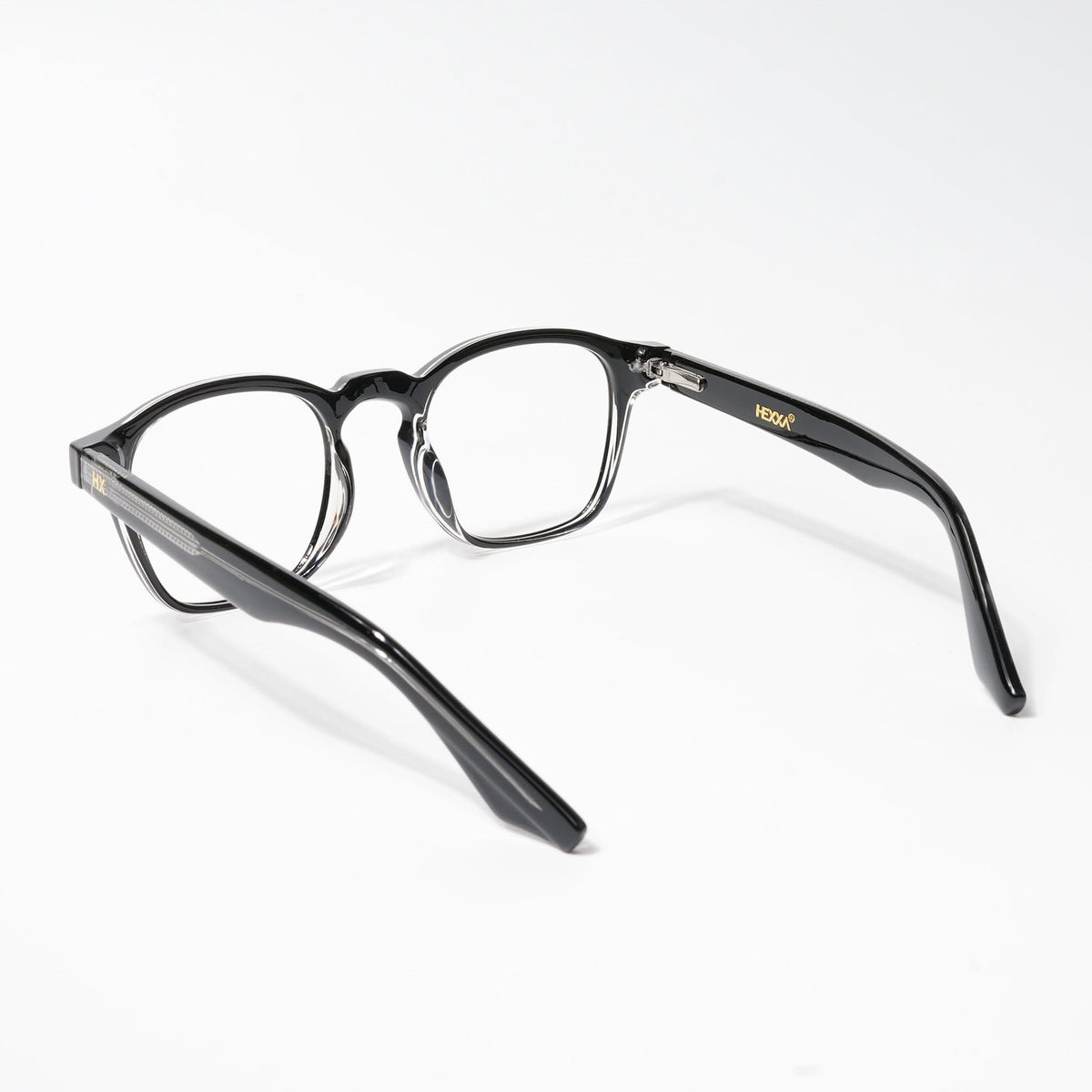 HEXXA Black & Transparent Square Eyeglasses for Men & Women (S9016CL493-C2)