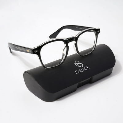 HEXXA Black & Transparent Square Eyeglasses for Men & Women (S9016CL493-C2)