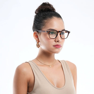 HEXXA Demi Brown Square Eyeglasses for Men & Women (S9016CL495-C4)