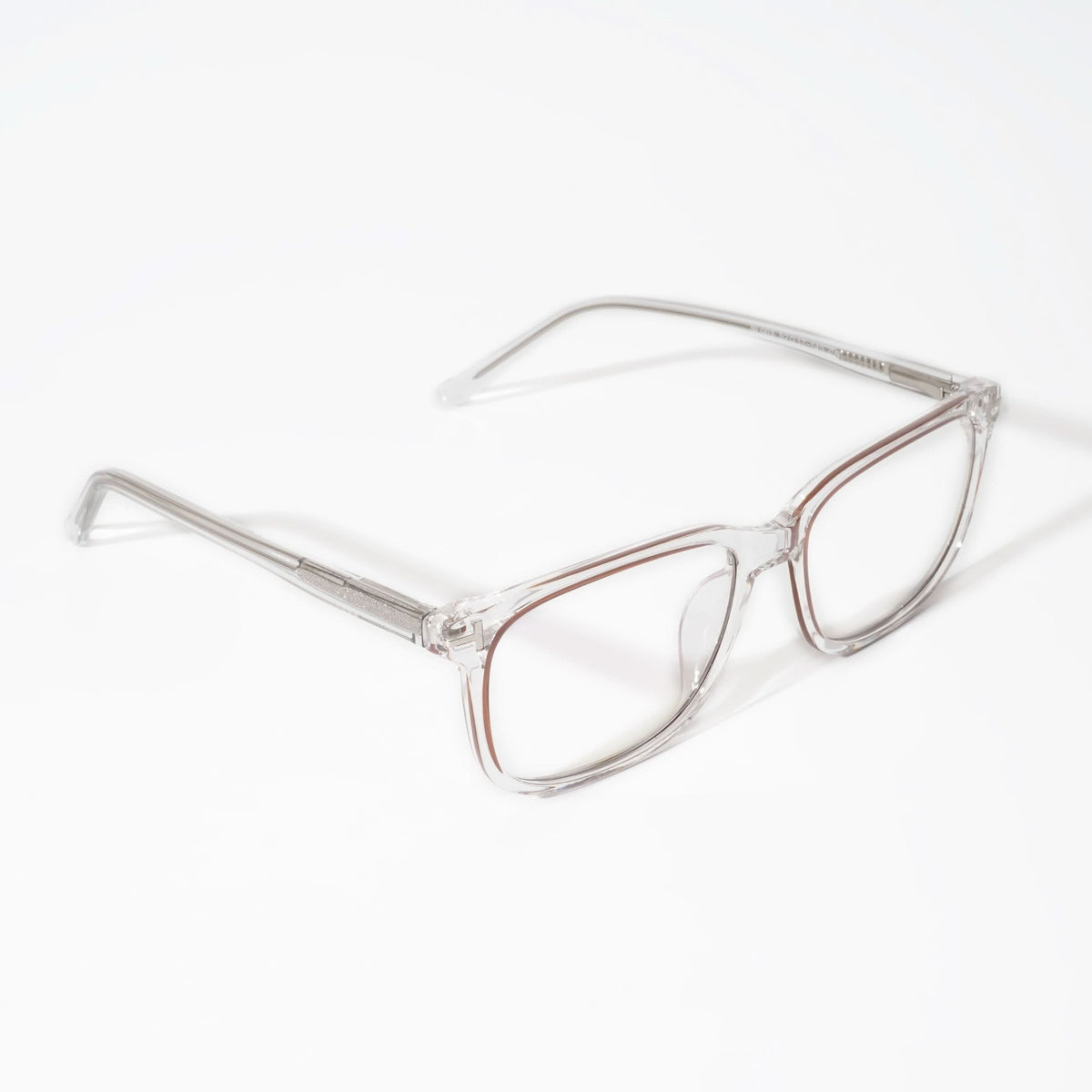 EyeJack Vortex Transparent Brown Rectangle Eyeglasses for Men & Women (SL003CL15-C5)