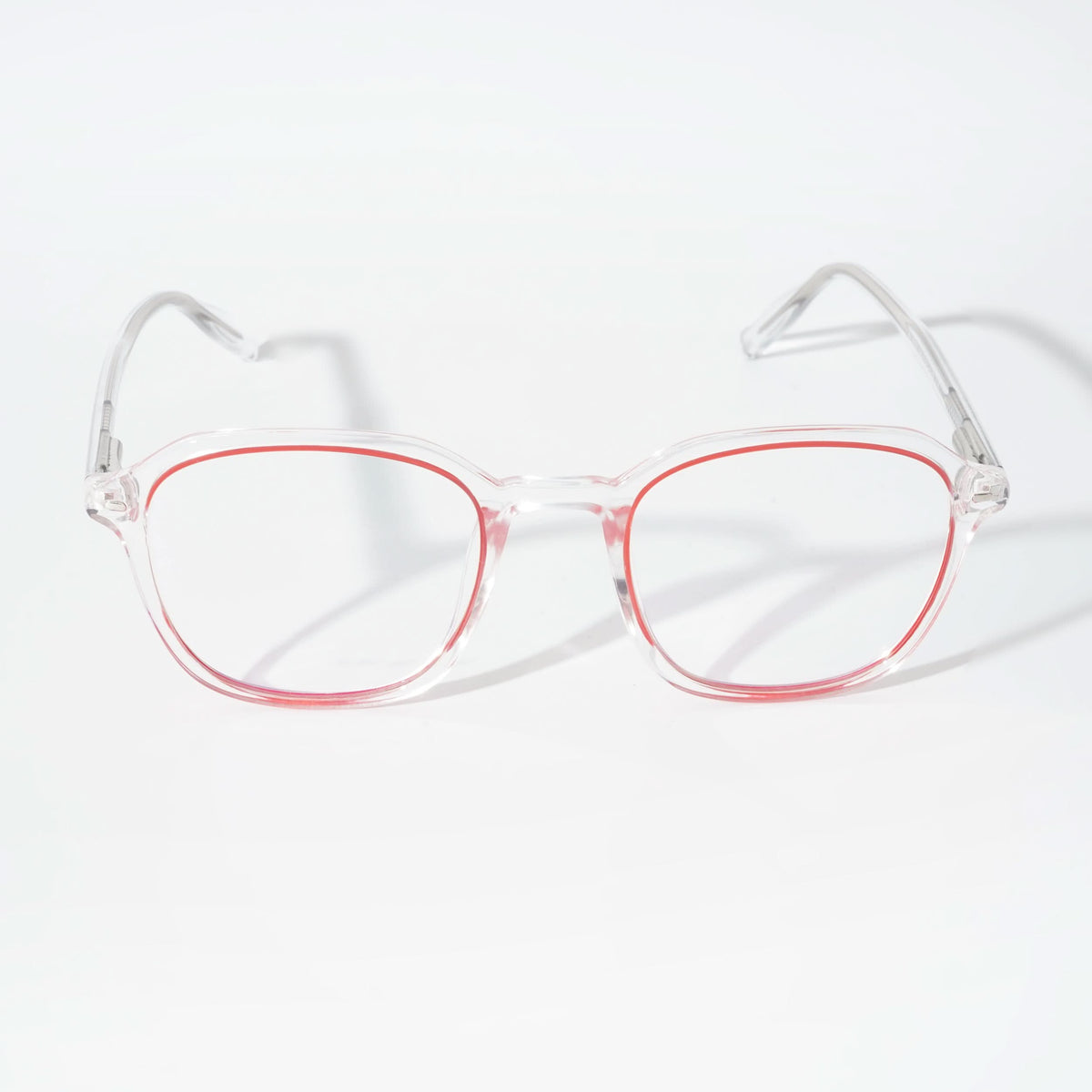EyeJack Vortex Transparent Red Square Eyeglasses for Men & Women (SL007CL37-C7)
