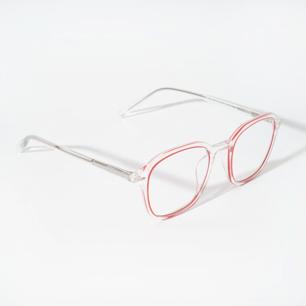 EyeJack Vortex Transparent Red Square Eyeglasses for Men & Women (SL007CL37-C7)