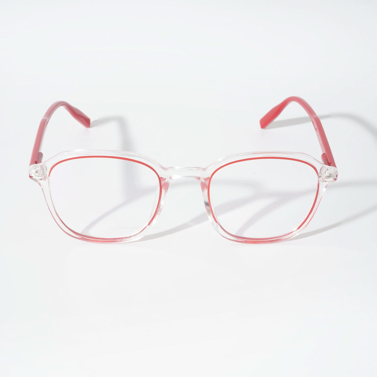 EyeJack Vortex Transparent Red Square Eyeglasses for Men & Women (SL007CL38-C8)