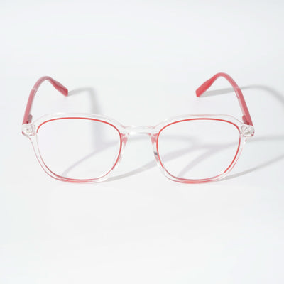 EyeJack Vortex Transparent Red Square Eyeglasses for Men & Women (SL007CL38-C8)