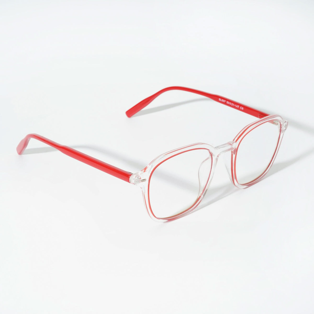 EyeJack Vortex Transparent Red Square Eyeglasses for Men & Women (SL007CL38-C8)