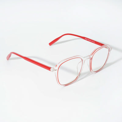 EyeJack Vortex Transparent Red Square Eyeglasses for Men & Women (SL007CL38-C8)