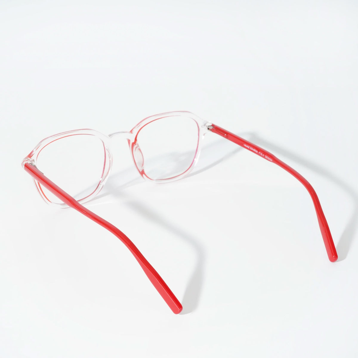 EyeJack Vortex Transparent Red Square Eyeglasses for Men & Women (SL007CL38-C8)