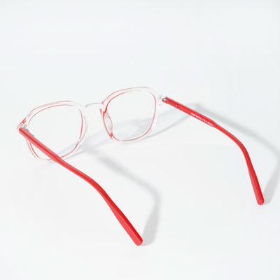 EyeJack Vortex Transparent Red Square Eyeglasses for Men & Women (SL007CL38-C8)