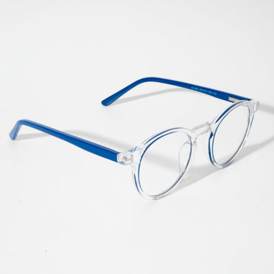 EyeJack Vortex Transparent Blue Round Eyeglasses for Men & Women (SL008CL40-C2)