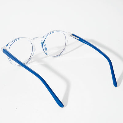 EyeJack Vortex Transparent Blue Round Eyeglasses for Men & Women (SL008CL40-C2)