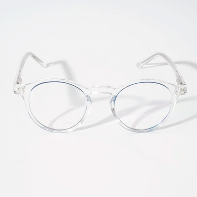 EyeJack Vortex Transparent Blue Round Eyeglasses for Men & Women (SL008CL42-C4)