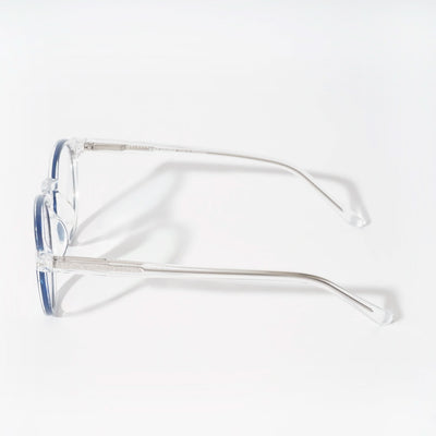 EyeJack Vortex Transparent Blue Round Eyeglasses for Men & Women (SL008CL42-C4)