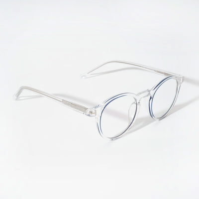 EyeJack Vortex Transparent Blue Round Eyeglasses for Men & Women (SL008CL42-C4)