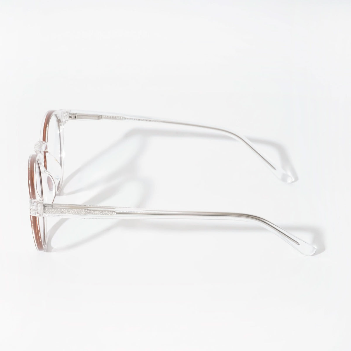 EyeJack Vortex Transparent Brown Round Eyeglasses for Men & Women (SL008CL43-C5)