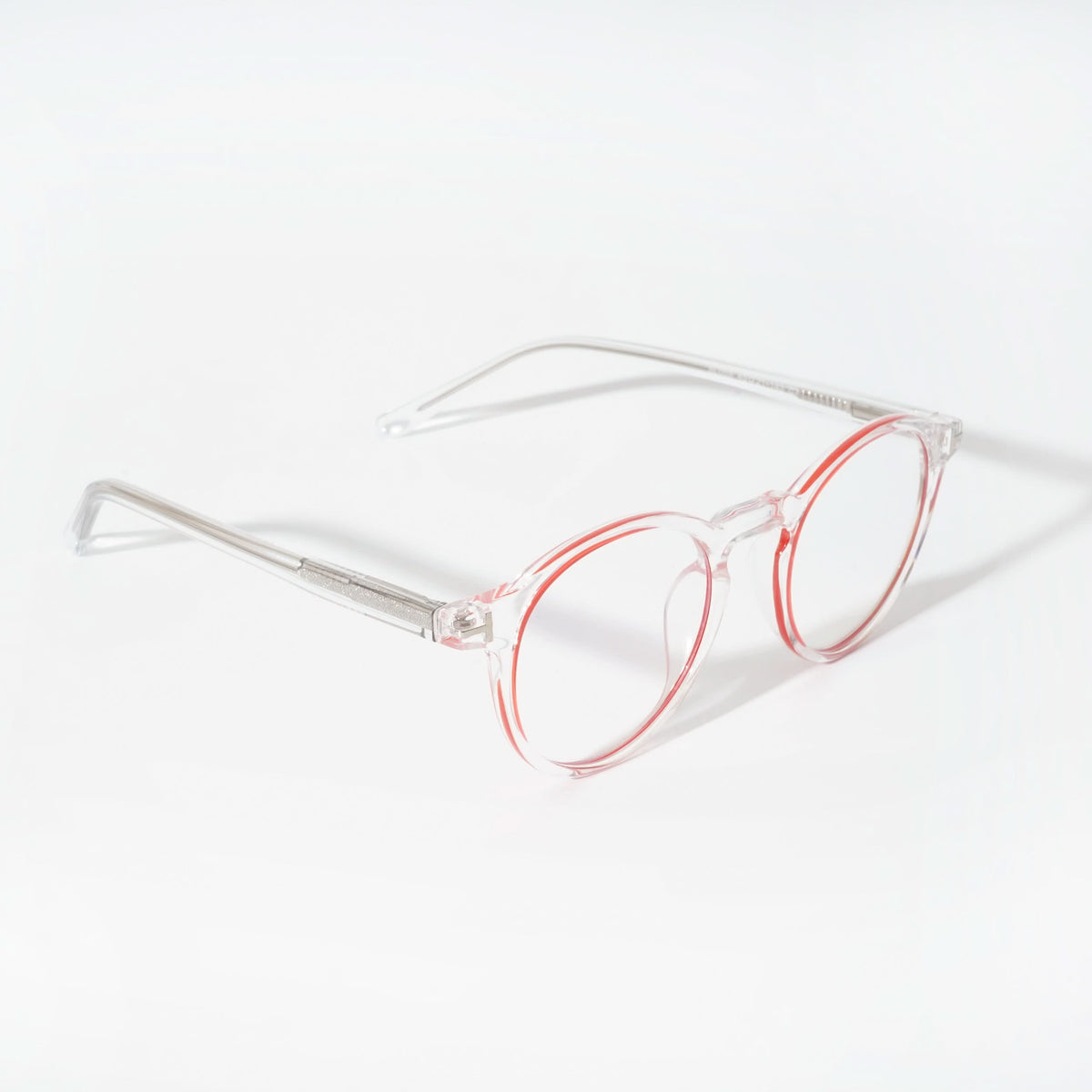 EyeJack Vortex Transparent Red Round Eyeglasses for Men & Women (SL008CL45-C7)