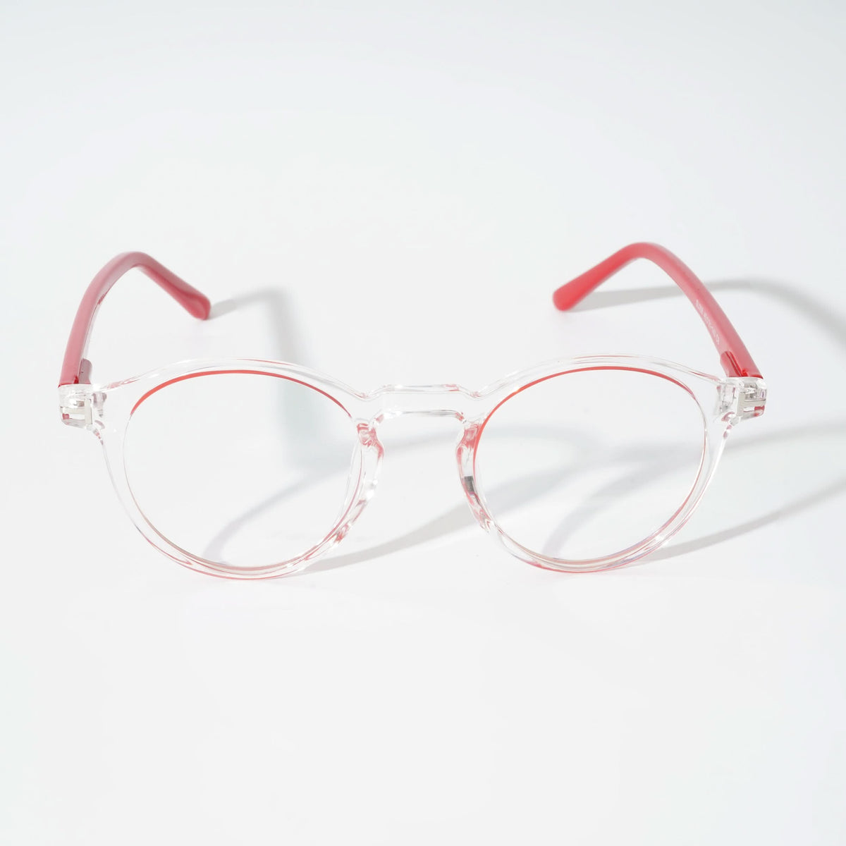 EyeJack Vortex Transparent Red Round Eyeglasses for Men & Women (SL008CL46-C8)