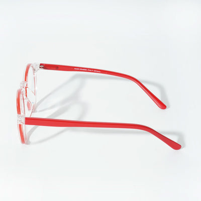 EyeJack Vortex Transparent Red Round Eyeglasses for Men & Women (SL008CL46-C8)