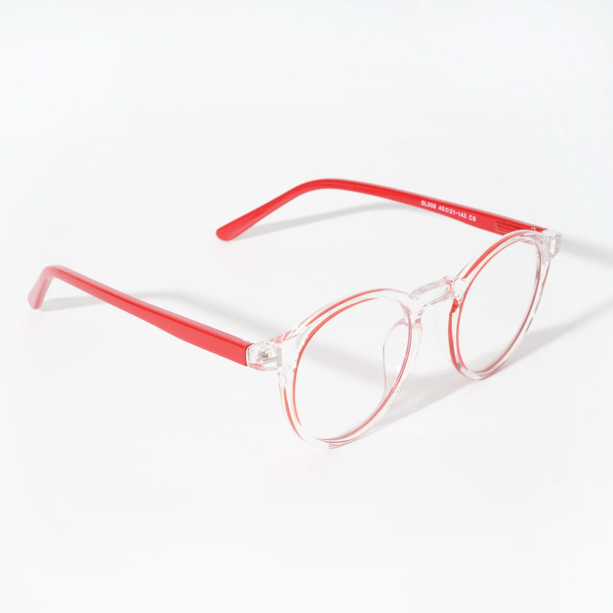 EyeJack Vortex Transparent Red Round Eyeglasses for Men & Women (SL008CL46-C8)