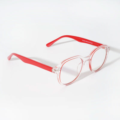 EyeJack Vortex Transparent Red Round Eyeglasses for Men & Women (SL009CL54-C8)