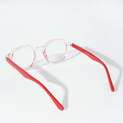EyeJack Vortex Transparent Red Round Eyeglasses for Men & Women (SL009CL54-C8)