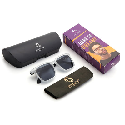 Eyejack Grey Square Sunglasses for Men & Women (TB152CL1076)