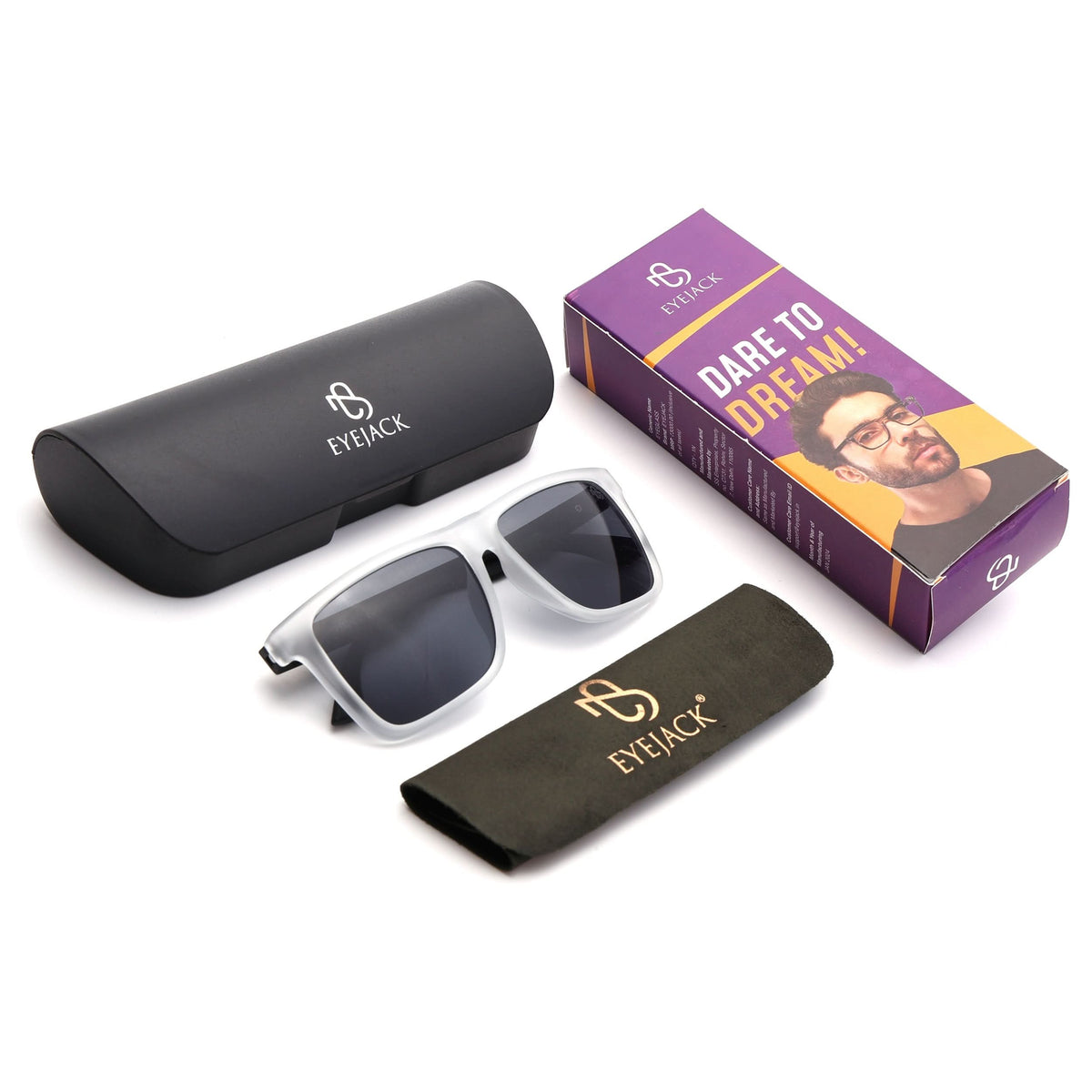 Eyejack Grey Wayfarer Sunglasses for Men & Women (TB34CL1070)