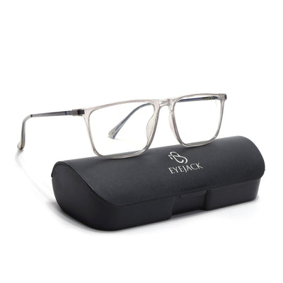 Eyejack Domino Transparent Rectangle Eyeglasses for Men & Women (TR1001FCL1618-C3)