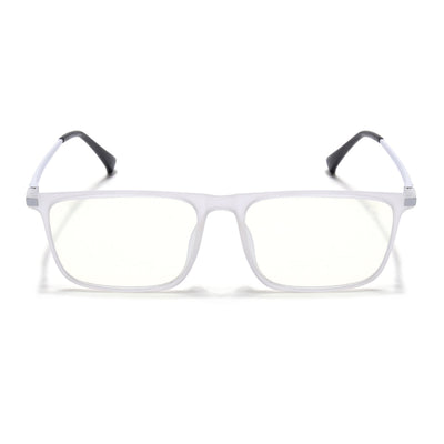 Eyejack Domino Matt Transparent Rectangle Eyeglasses for Men & Women (TR1001FCL1619-C4)