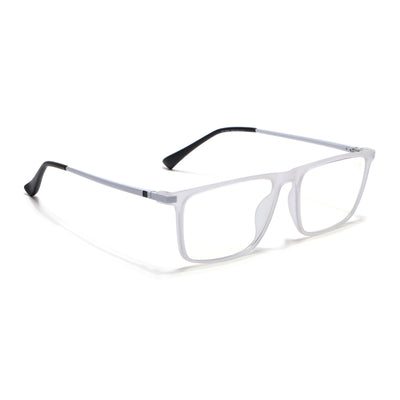 Eyejack Domino Matt Transparent Rectangle Eyeglasses for Men & Women (TR1001FCL1619-C4)
