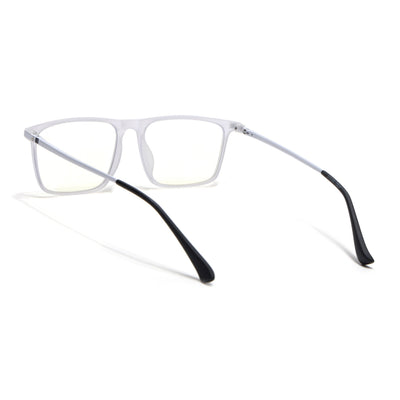 Eyejack Domino Matt Transparent Rectangle Eyeglasses for Men & Women (TR1001FCL1619-C4)