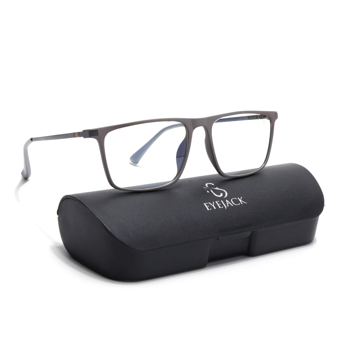 Eyejack Domino Grey Rectangle Eyeglasses for Men & Women (TR1001FCL1620-C5)