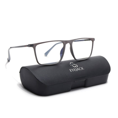 Eyejack Domino Grey Rectangle Eyeglasses for Men & Women (TR1001FCL1620-C5)